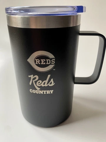 New Cincinnati Reds 18oz Stainless Steel Mug Great American Hot Cold Black Cover