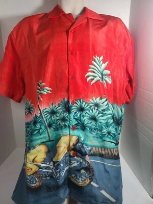 Гавайская рубашка Big Brother размер Large L мотоциклетный город ретро эстетика - Изображение 1 из 3