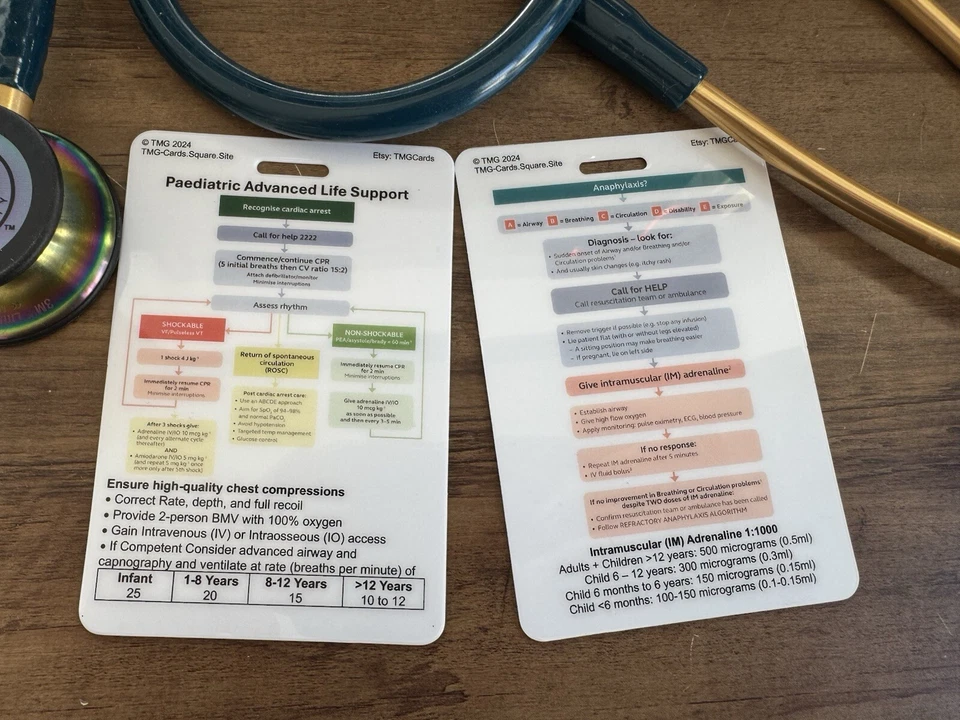 TMG CARDS Paediatric Advanced Life Support (P-ALS) with Anaphylaxis Healthcare Pocket Card