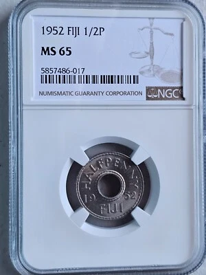 Fiji 1/2 Penny 1952 NGC MS 65 - Image 1 of 2