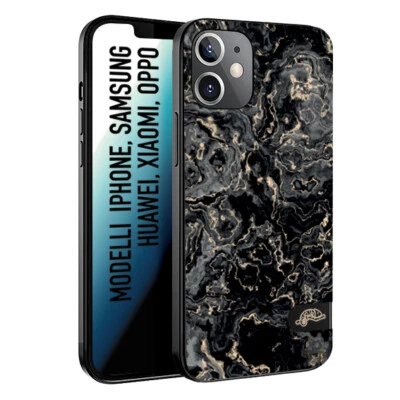 CUSTOMIZZA - Custodia cover nera morbida effetto marmo marble nero black oro