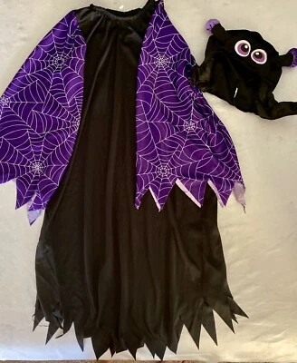 Rubies Spider Witch Dress Girls Black Purple Web Halloween Size 6 -8 Vintage - Image 1 of 4