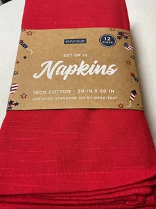 ENVOGUE NAPKINS (12) RED WHITE BLUE 20 X 20 100% COTTON NIP - Picture 1 of 4
