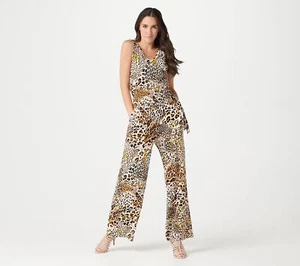 Tuta Lisa Rinna Collection senza maniche in maglia gamba larga, neutra, taglia: X-Large - Foto 1 di 1