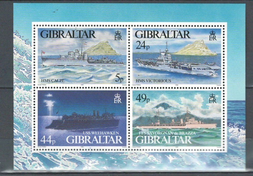 GIBRALTAR BRITISH COMMONWEALTH WARSHIPS WW II MNH SOUVENIR SHEET LOT (SHI 159) - Image 1 of 1