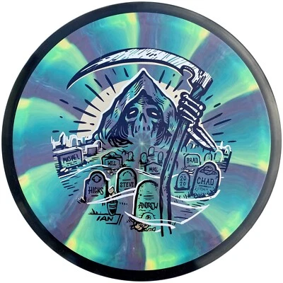 New MVP 2020 Halloween Cosmic Neutron Tesla 161g Green Purple Driver Golf Disc - Image 1 of 2