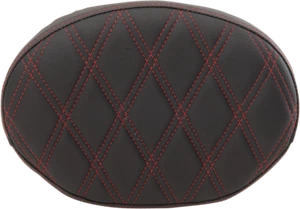 Drag Specialties Black/Red Diamond Stitch Oval Sissy Bar Backrest Pad 0822-0430 - Picture 1 of 1