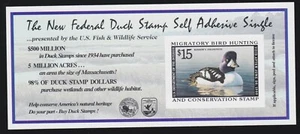US RW65a $15 Duck Hunting Die Cut Mint Self Adhesive NH SCV $35 - Picture 1 of 2