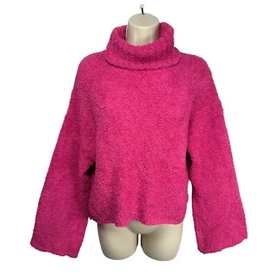 Urban Outfitters Mujer XS Suéter Recortado Rosa Boucle Manga Ancha Acogedor Foto 1 de 4