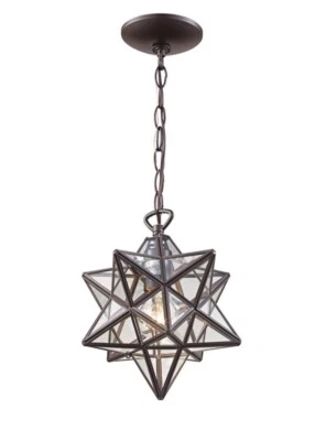 Trans Globe PND-2108 9.5 in. 1-Light Bronze Star Pendant with Clear Glass Shade - Image 1 of 4