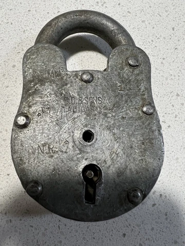 Vintage Antique S D & Sons Aligarh Military Iron Large Heavy Prison Padlock Key Cover