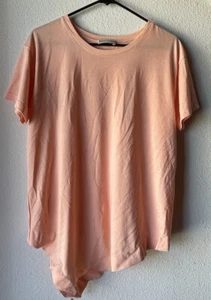 Balenciaga Peach Jersey Asymmetrical Hem Crew Neck T-Shirt L - Picture 1 of 9