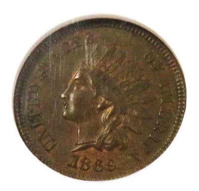 1869 Indian Head cent__NGC MS 64 BN__hint of red remaining - Image 1 of 3