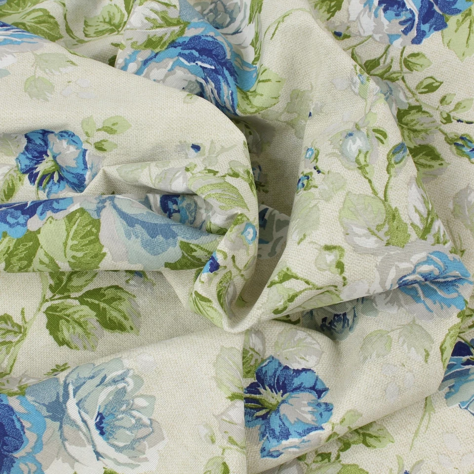 Stoff Meterware Rosen Blau Mischgewebe 280 cm Tischdecke Vorhang Kissen Deko - Bild 1 von 4