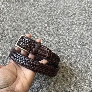 Cinturón Trafalgar para hombre 34 cuero trenzado marrón hebilla de latón macizo - Imagen 1 de 6