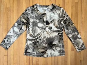 Chico’s hellbraun/weiß geblümter Button-Down-Cardigan Pullover - Größe 1 - Bild 1 von 7