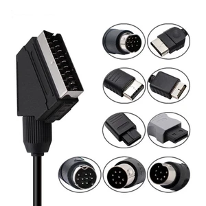 retro video game SCART Cable 21pin For PS2/PS1/PS3/SEGA MD1/MD2/Saturn/XBOX/WII - Picture 1 of 15