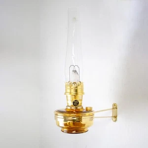 Aladdin Wall Mount Oil Lamp, Genie III Regency Fuel Lighting, Amber Glass, Brass - Picture 1 of 6