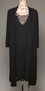 NWT Haani Woman - Black Knit Beaded Neckline 2-Fer style Sweater Dress - Size 1X - Picture 1 of 5