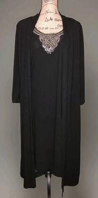 Nuevo con etiquetas Vestido Suéter Haani Mujer - Negro Tejido Escote con Cuentas Estilo 2-Fer - Talla 1X Foto 1 de 4