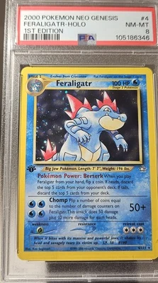 2000 Pokémon 1st Edition American Neo Genesis FERALIGATR- HOLO Card # 4 PSA-8 - Image 1 of 4