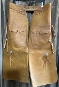 Fledermaus hellbraun Leder Cowboy Chaps Herren M/L - Bild 1 von 9