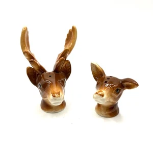 Ceramic Moose Head Salt And Pepper Shakers Made in Japan - Picture 1 of 11