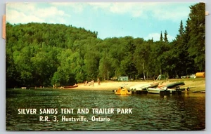 Postcard Ontario Huntsville Muskoka ON Silver Sands Tent and Trailer Park - Foto 1 di 2