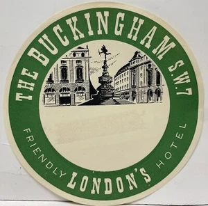 Vintage The Buckingham S.W.7 Hotel London England Luggage Label Decal Travel - Picture 1 of 2