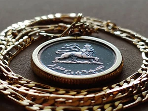 "High Gloss" Rastafarian Lion Judah Coin Pendant 24" 18KGF Chain. Make An Offer - Picture 1 of 7