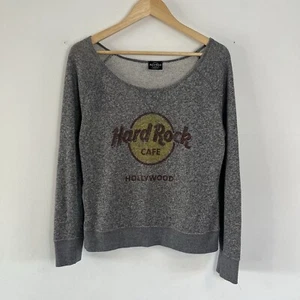 Hard Rock Cafe Hollywood Sweatshirt Women’s Small Grey Knit Pullover - Picture 1 of 7