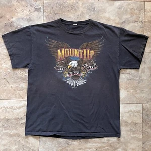 Y2K Kerusso Jesus Mount Up Christian T Shirt Tag Cut Fits Sz L Eagle Wings Cross - Picture 1 of 7