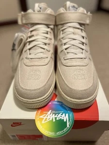 Nike Air Force 1 Mid x Stussy - Fossil - 2022 - DJ7841200 - Deadstock - Picture 1 of 7