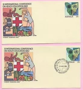 AUSTRALIA 1982 Pair of PSE's #057 FDC & Mint - CONFERENCE ON HEALTH EDUCATION - Picture 1 of 2