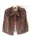 BAILEY & SON Stoat Fur Cape Brown Genuine Vintage Real Fur Jacket UK Size Small