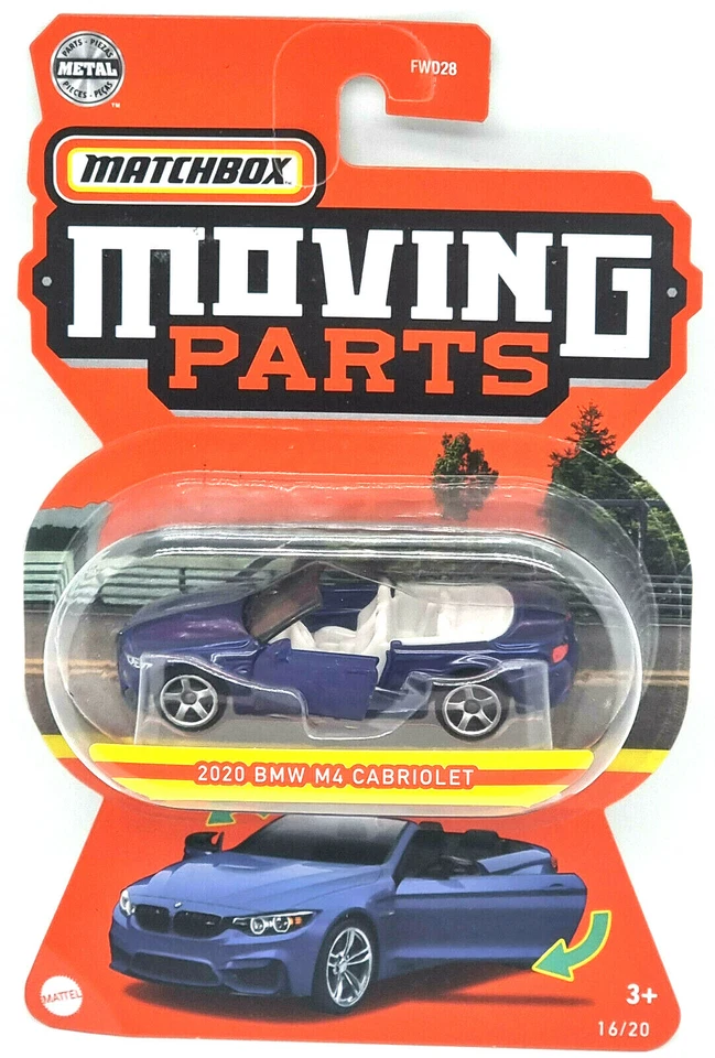Mattel Matchbox Moving Parts Serie Auto / Car GWB45 2020 BMW M4 Cabriolet 16/20