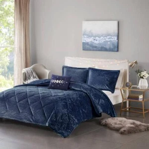 Intelligent Design Comforter Set 90" x 104" Polyester King/Cal King Blue 4-Pcs