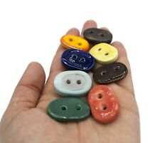 8 Pcs Sewing Buttons, Unique Big Button Lot, Handmade Ceramic Buttons For Crafts