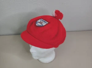 Vintage carswell golf course knit hat w/ brim pom pom slouch one size red - Picture 1 of 12