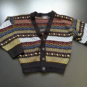 Vintage new era knit sweater kids 12/14 retro fits XS Button front coogi style  - Picture 1 of 5