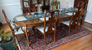 Dining Rm Set (Table, 2Lvs, 6 chairs and china cab), Thomasville American Made