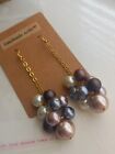 Handmade Statement Clustered Mixed Pearl And Gold Chain Drop Earrings