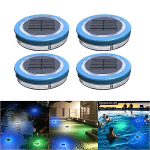 4 Packs Solar Floating Pool Lights Waterproof Outdoor LED Light IP68 WW+CW+Blue - Picture 1 of 14