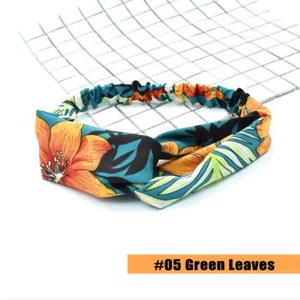 Fashion Women Elastic Flower Printed Turban Head Wrap Headband Twisted Hair Band - Picture 1 of 15