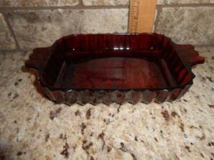 Vintage Anchor Hocking Royal Ruby Red Starburst 2 Handle Tray - Picture 1 of 4