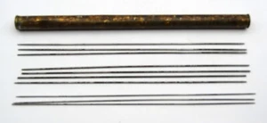 ANTIQUE 1880's JANCKE'S BEST ENGLISH KNITTING PINS (10) IN MITRAILLEUSE CASE - Picture 1 of 5