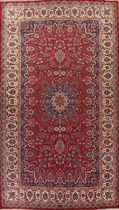 Vegetable Dye Signed Yaazd Vintage 10x16 Traditional Large Rug Handmade Wool - Picture 1 of 12