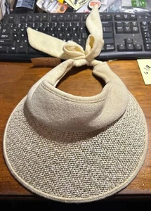 Vintage 1980's Straw Girl's Golf Tennis Beach Tan Tie Back Visor Hat Cap FG NEW - Picture 1 of 3