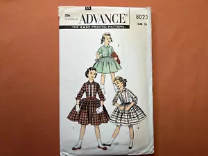 Advance Sewing Pattern 8023 Girls Shirtwaist Dress Size 10 Cut Complete - Picture 1 of 3