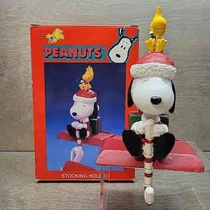 Peanuts Kurt Adler Snoopy & Woodstock Christmas Stocking Holder For Mantel Shelf - Picture 1 of 18